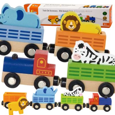 VIGA Zestaw akcesoriów do kolejki - pociąg z dzikimi zwierzętami ZOO - zdjęcie 1