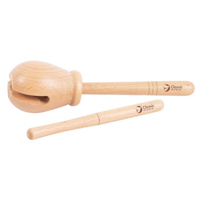 CLASSIC WORLD EDU Drewniany Instrument Muzyczny Woodblock Rytmiczny 2 el. - zdjęcie 1