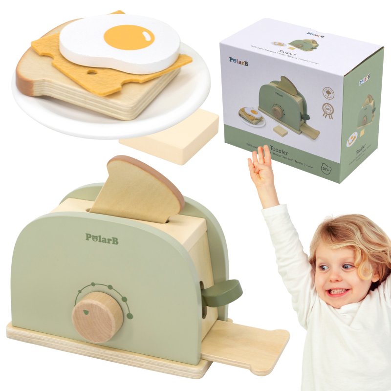 VIGA PolarB Drewniany Zestaw Toster Zielony + Akcesoria - zdjęcie 1