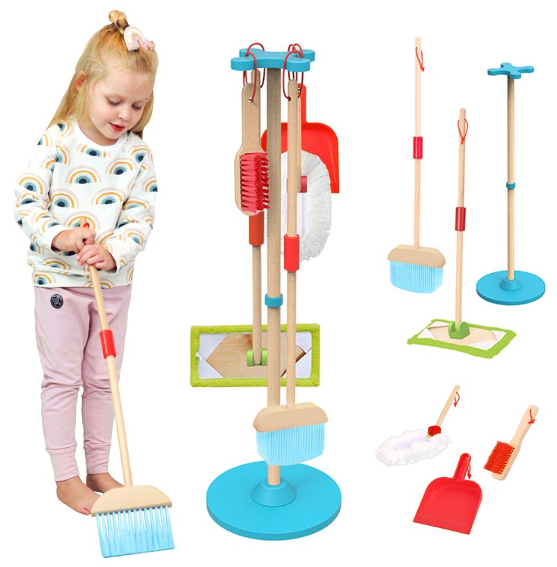 TOOKY TOY Drewniany Zestaw do Sprzątania dla Dzieci 6 el. - zdjęcie 1