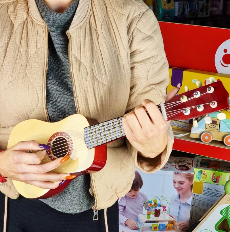 Viga Drewniana gitara dla dzieci Naturalna 21 cali 6 strun - zdjęcie 2