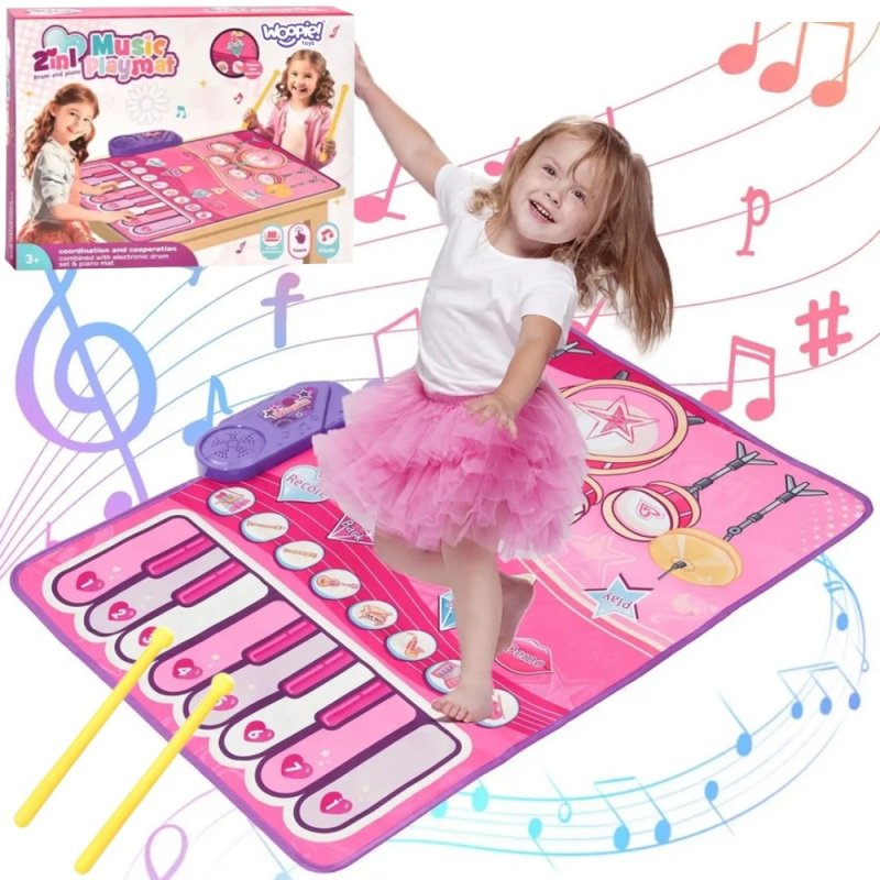 WOOPIE Duża Mata Muzyczna 2w1 Perkusja Interaktywna Pianino - zdjęcie 1