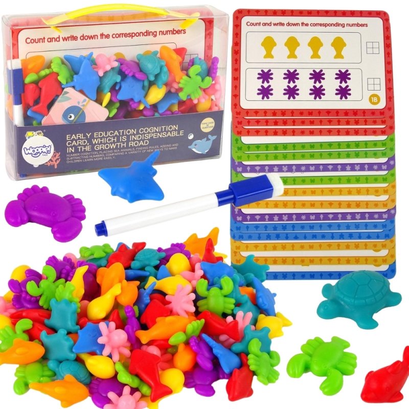WOOPIE Zestaw Edukacyjny Nauka Liczenia Montessori Sorter Kolorów Morska Kraina 111 el. - zdjęcie 1