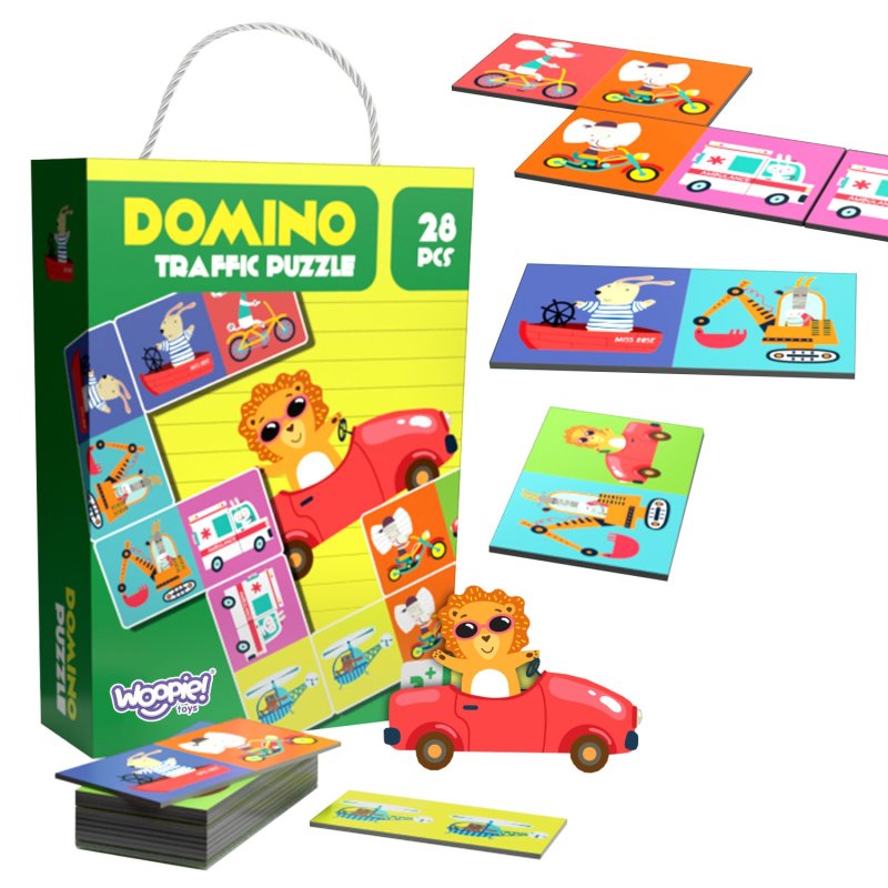 WOOPIE Gra Edukacyjna Transport Zwierzęta Puzzle Domino Montessori - zdjęcie 1