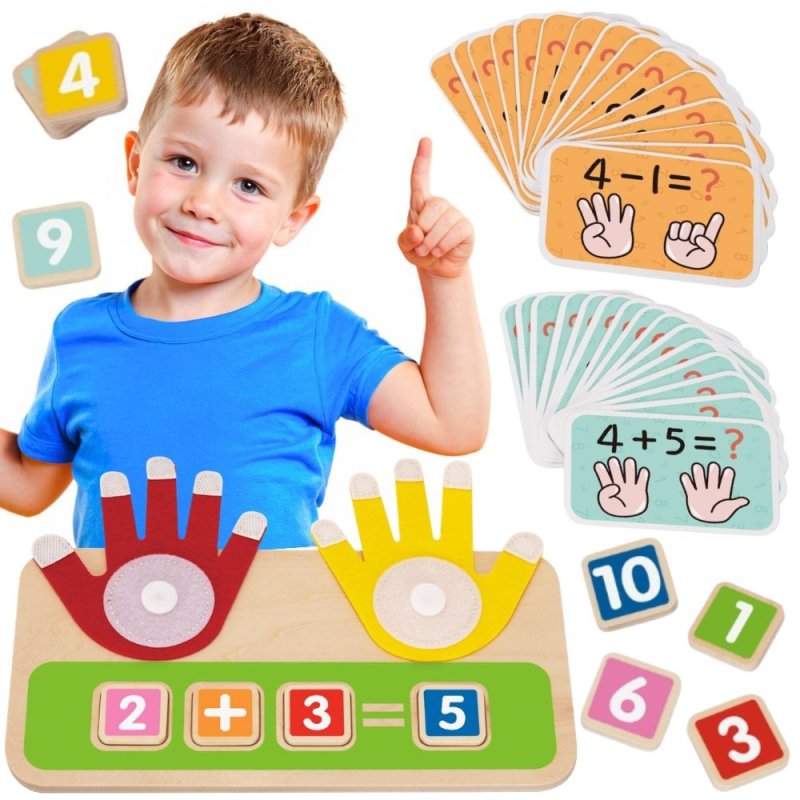 TOOKY TOY Drewniana Zabawka Edukacyjna do Nauki Liczenia Na Palcach Dodawanie i Odejmowanie - zdjęcie 1