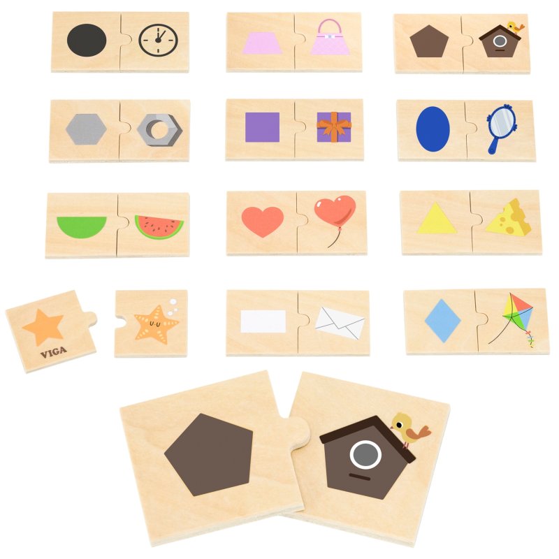 VIGA Zestaw Puzzle Łączenie Kształtów i Przedmiotów - zdjęcie 1