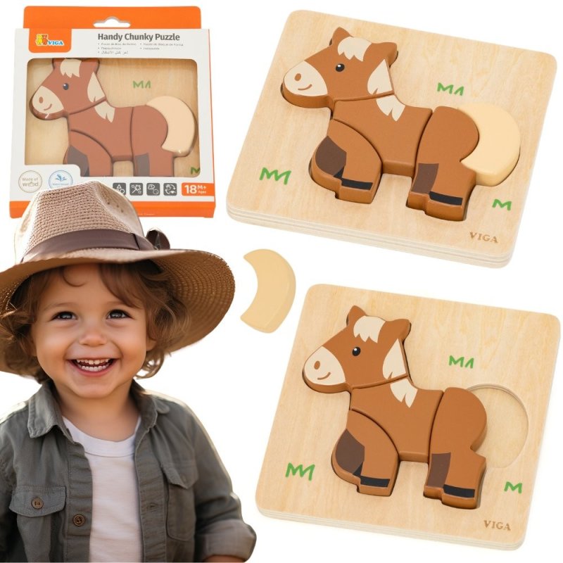 VIGA Drewniane Puzzle - Mój Przyjaciel Konik - zdjęcie 1