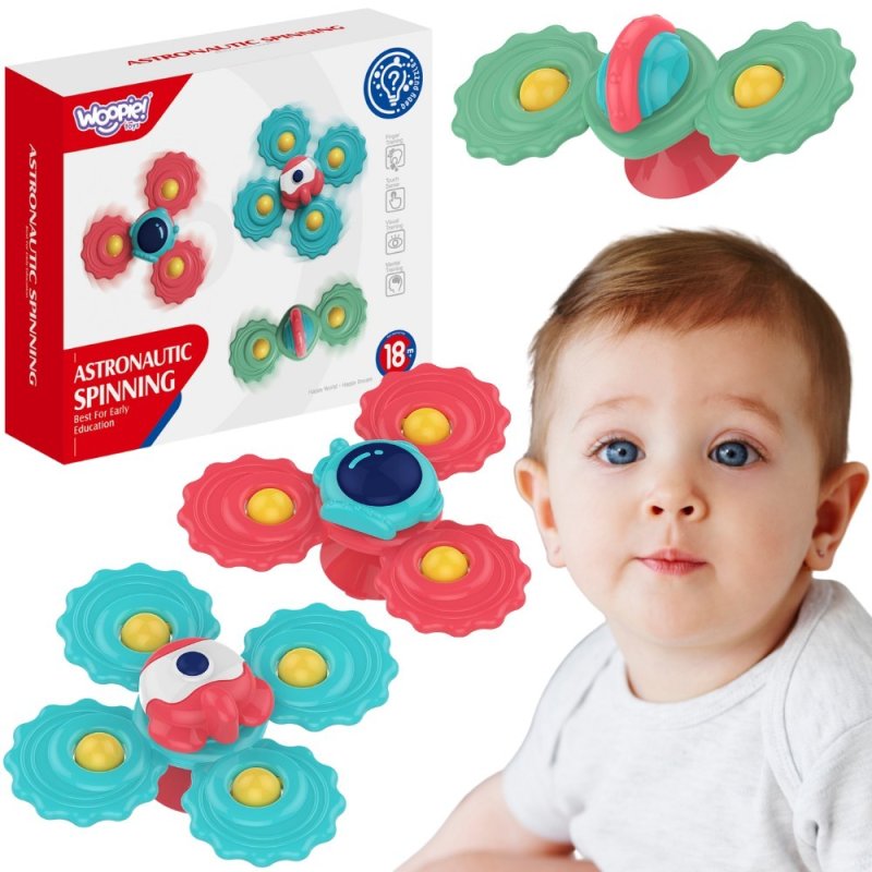 WOOPIE BABY Gryzak Spinner Wirujący z Przyssawką Zestaw 3 szt - zdjęcie 1