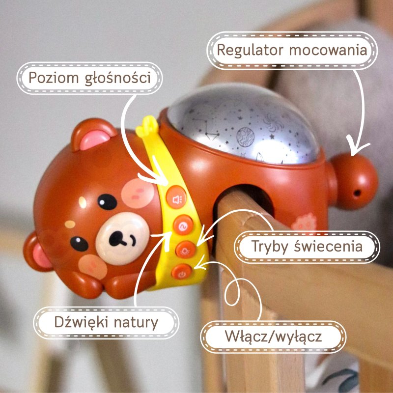 WOOPIE BABY Projektor Gwiazd Rzutnik Lampka Nocna dla Dzieci Miś - zdjęcie 3