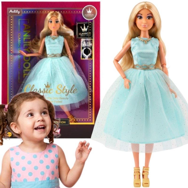 WOOPIE ROYAL Lalka Lily 30 cm Długie Blond Włosy Elegancka Turkusowa Sukienka - zdjęcie 1