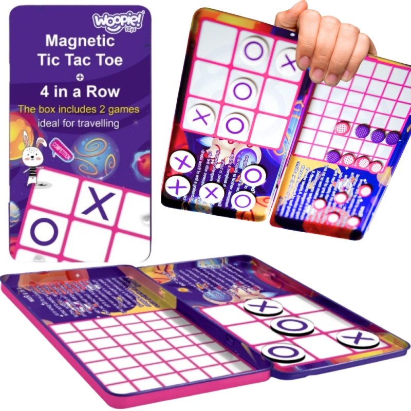 WOOPIE IQ Gra Strategiczna Magnetyczna 2w1 Kółko I Krzyżyk + Gra 4 w Lini MINI - zdjęcie 1