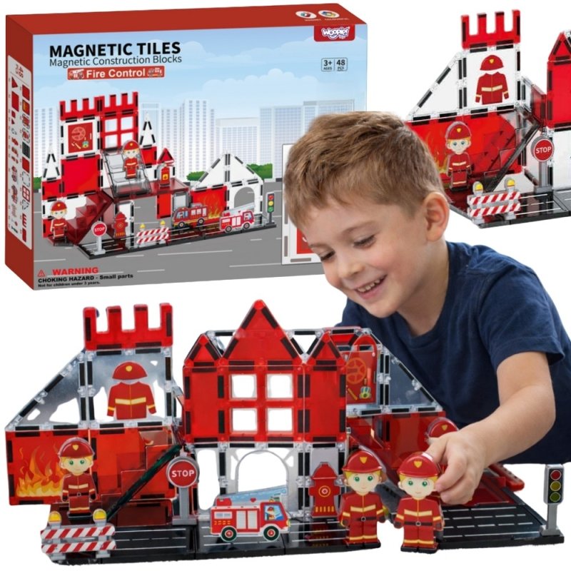 WOOPIE Klocki Magnetyczne 3D Zestaw Straż Pożarna 48el. - zdjęcie 1