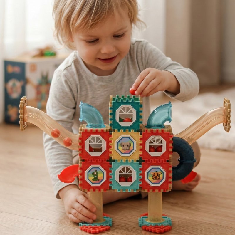 WOOPIE Klocki Konstrukcyjne 3D Zestaw Edukacyjny Tor Kulkowy 128el. - zdjęcie 2
