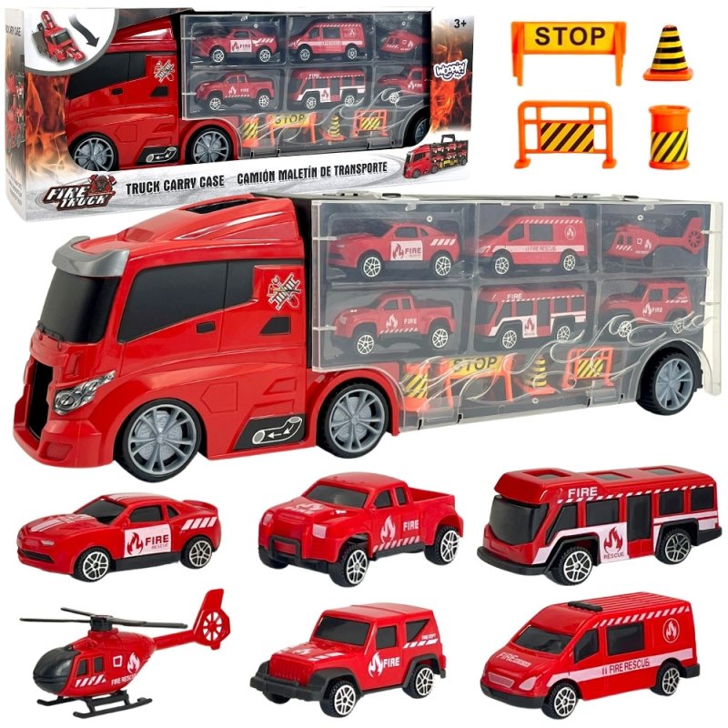 WOOPIE Zestaw Ciężarówka Transporter 3w1 Czerwony 11 el. - zdjęcie 1
