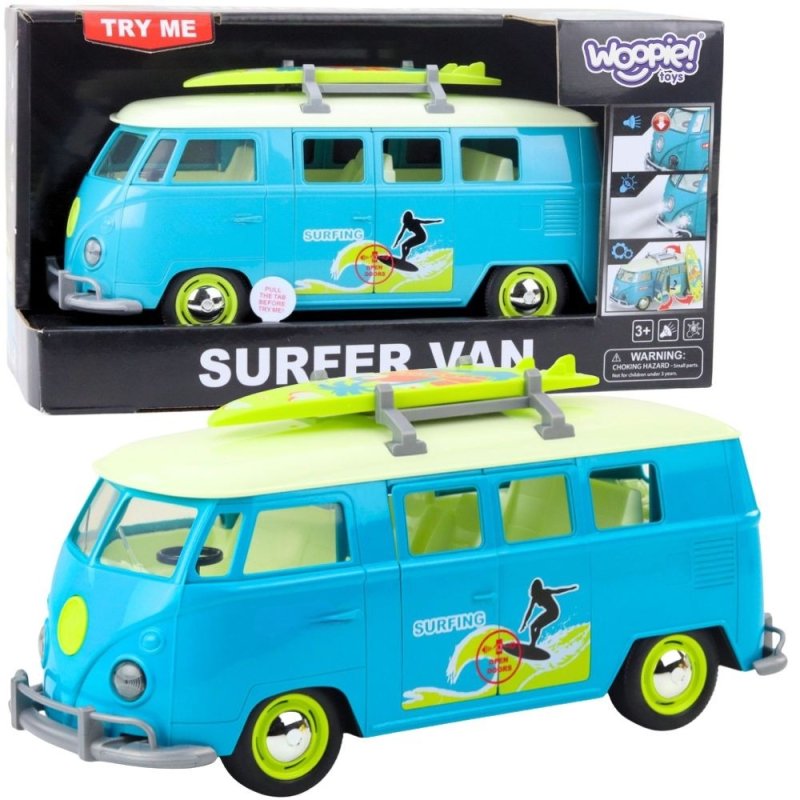 WOOPIE Samochód Bus Surfing Klasyczny Czerwony Ze Światłem I Dźwiękiem Model 1:14 - zdjęcie 1
