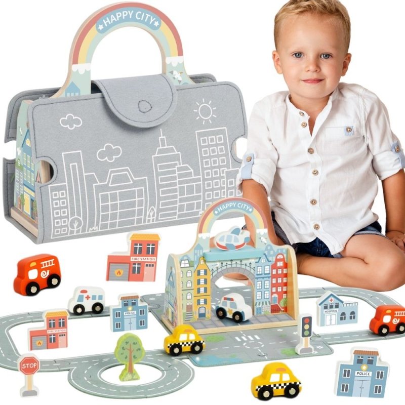 TOOKY TOY Zestaw Mini Miasto Przenośny Zestaw Torba Samochody - zdjęcie 1