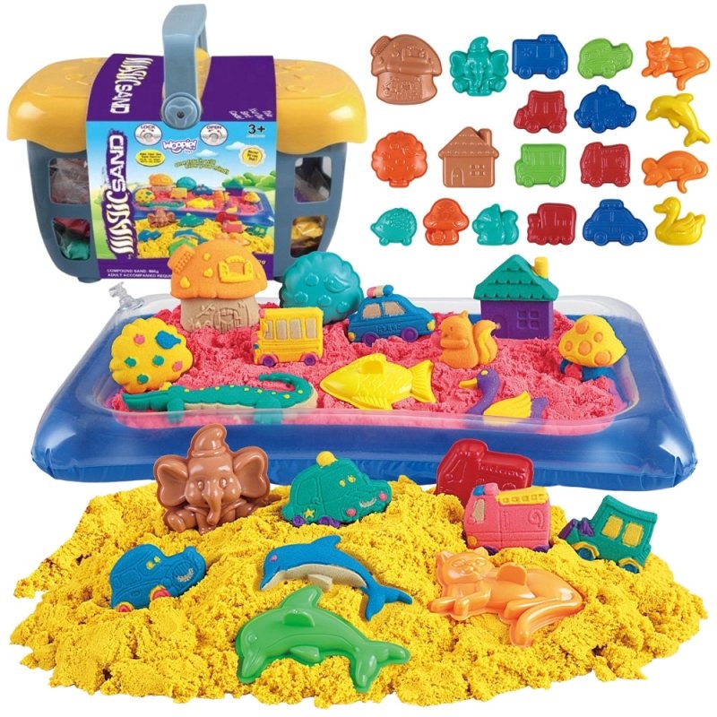 WOOPIE Piasek Kinetyczny 0,8 kg Zestaw w Koszyku z Foremkami +  / - zdjęcie 1