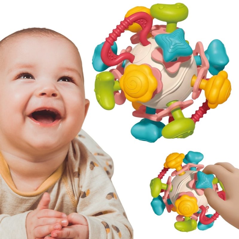 WOOPIE BABY Miękka Grzechotka 4w1 Gryzak Zabawka Sensoryczna dla Niemowląt 0m+ - zdjęcie 1