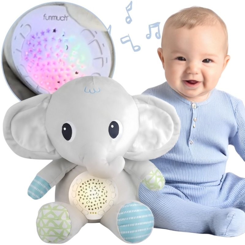 WOOPIE BABY Przytulanka Słonik Z Projektorem Uspokajacz 12 Melodii - zdjęcie 1