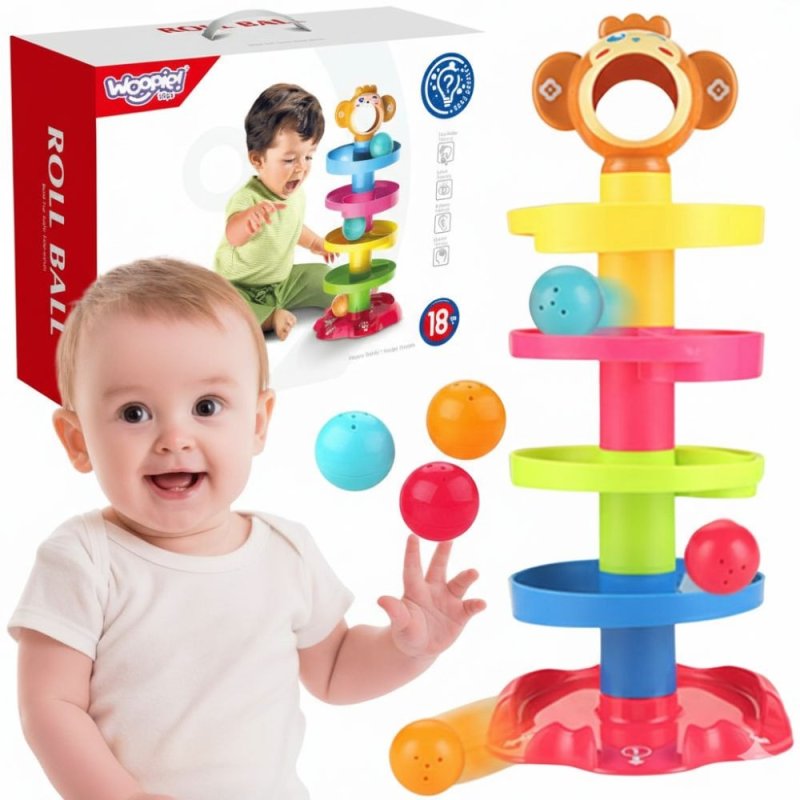 WOOPIE BABY Kulodrom Tor Kulkowy Zestaw Spirala + 3 Kulki - zdjęcie 1