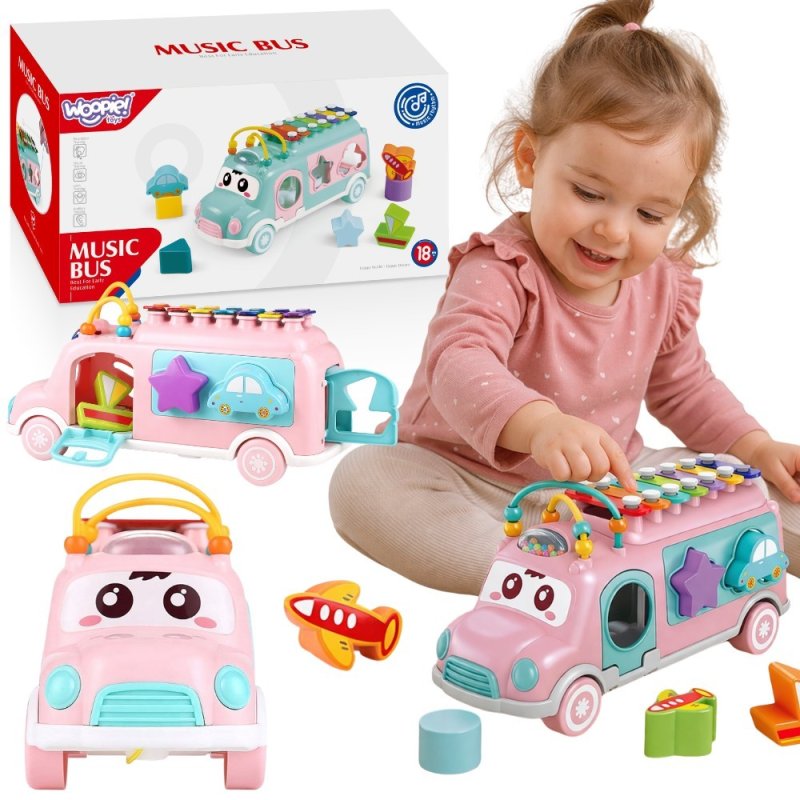WOOPIE BABY Samochodzik Muzyczny Sorter z Cymbałkami Różowy - zdjęcie 1