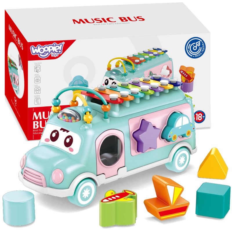 WOOPIE BABY Samochodzik Muzyczny Sorter z Cymbałkami Zielony - zdjęcie 1