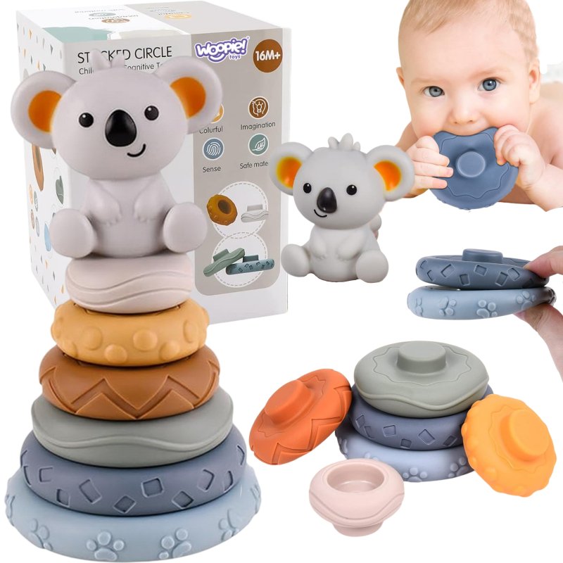 WOOPIE BABY Zestaw Edukacyjna Piramidka Koala 2w1 Gryzak - zdjęcie 1