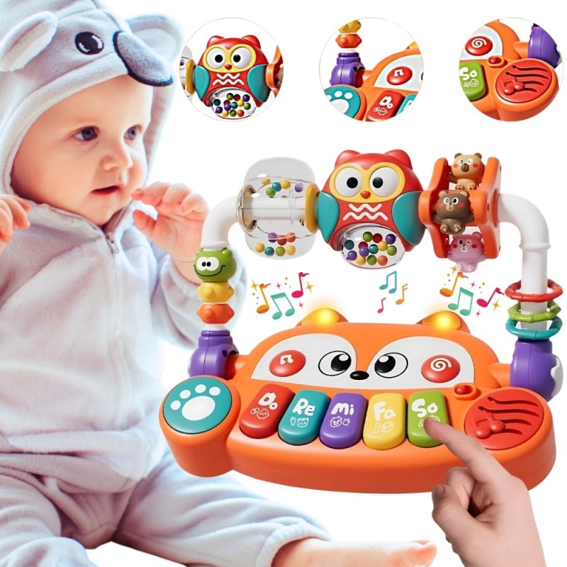 WOOPIE BABY Interaktywne Pianino Edukacyjne Sensoryczne Lisek LED Grzechotki - zdjęcie 1