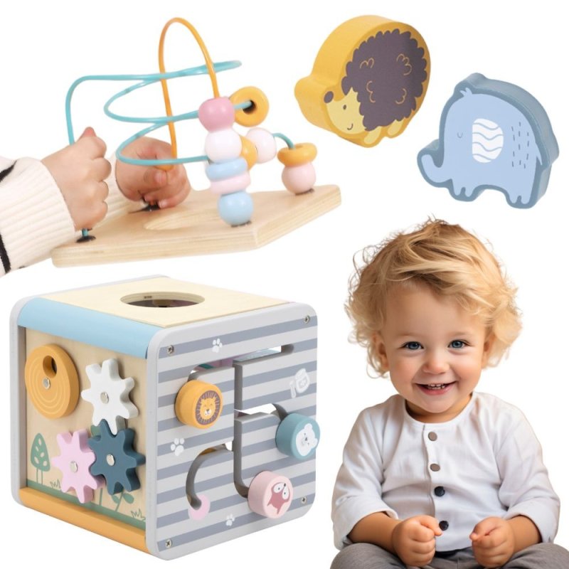 VIGA PolarB Activity Box Drewniane Edukacyjne Centrum Gier 5w1 kostka - zdjęcie 1
