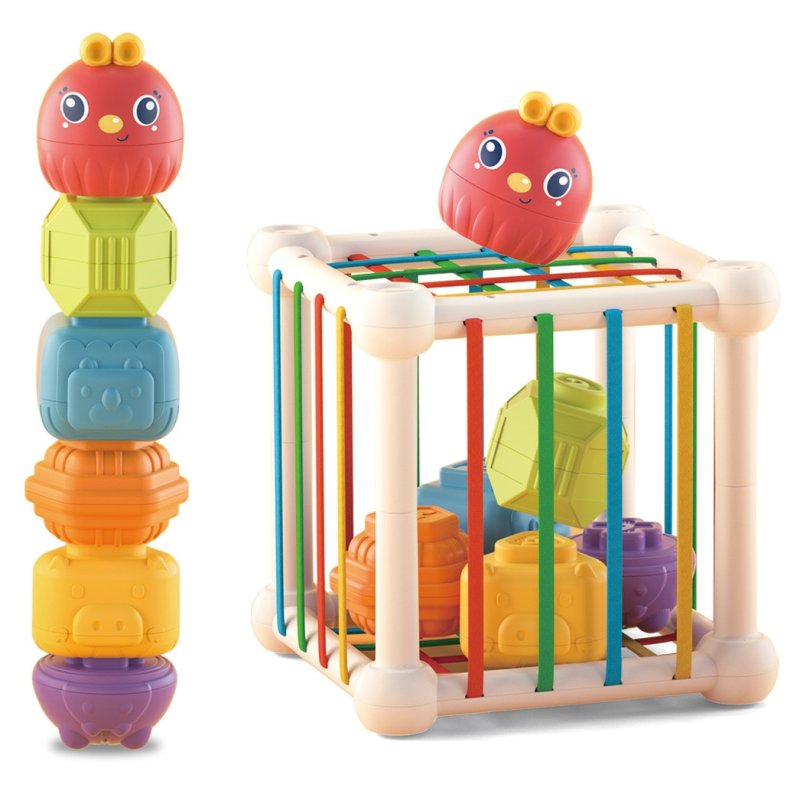 WOOPIE BABY Elastyczna Kostka Sensoryczna Sorter dla Dzieci Zwierzątka + Grzechotka 7 el. - zdjęcie 1