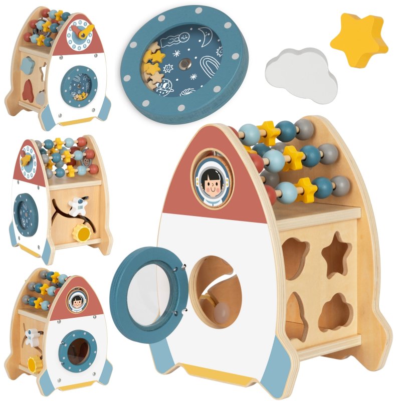 TOOKY TOY Kosmiczna Rakieta Aktywności Sorter Labirynt Drewniany - zdjęcie 1