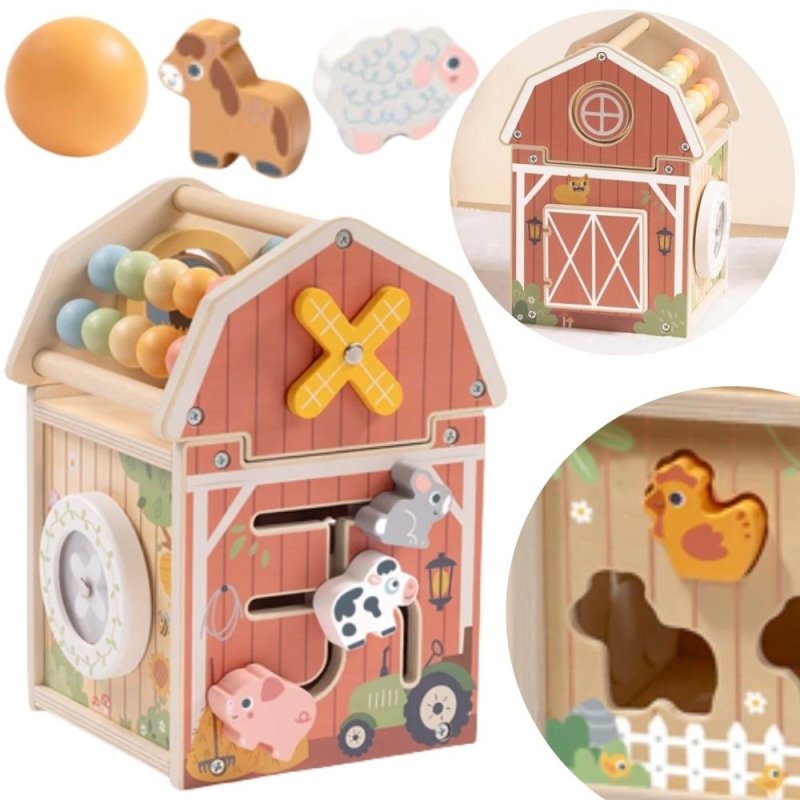 TOOKY TOY Drewniana Stodoła Aktywności Sorter Liczydło Montessori - zdjęcie 1