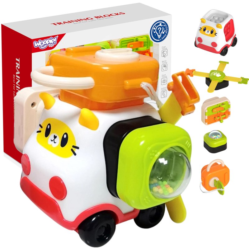 WOOPIE BABY Montessori Manipulacyjny Zestaw Konstrukcyjny Samochód Kotek 1 - zdjęcie 1