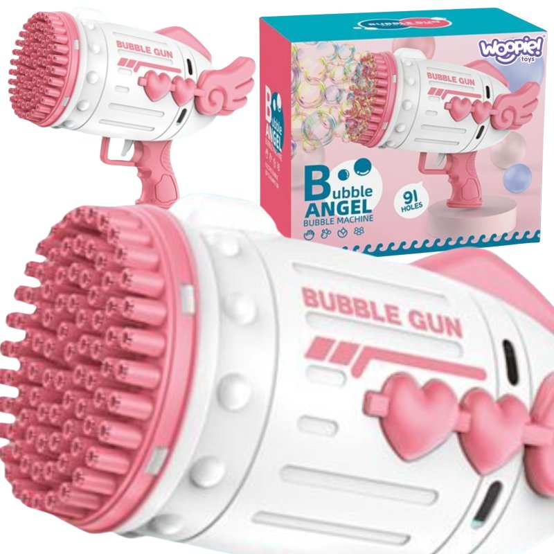 WOOPIE Pistolet do Robienia Baniek Mydlanych 91 Otworów Różowy - zdjęcie 1