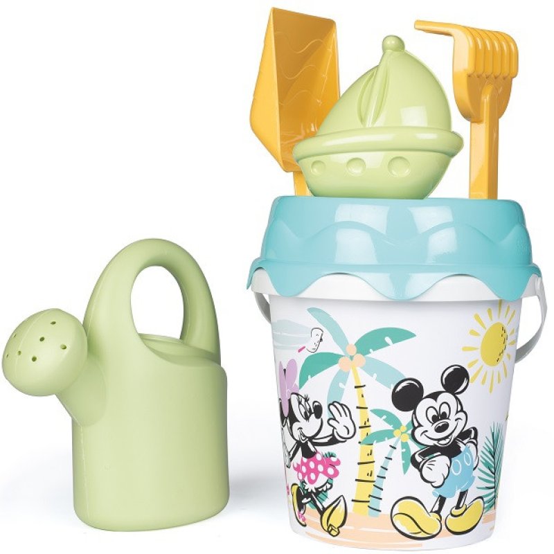 SMOBY Green Wiaderko Myszka Miki Minnie z akcesoriami do piasku i konewką z bioplastiku - zdjęcie 1