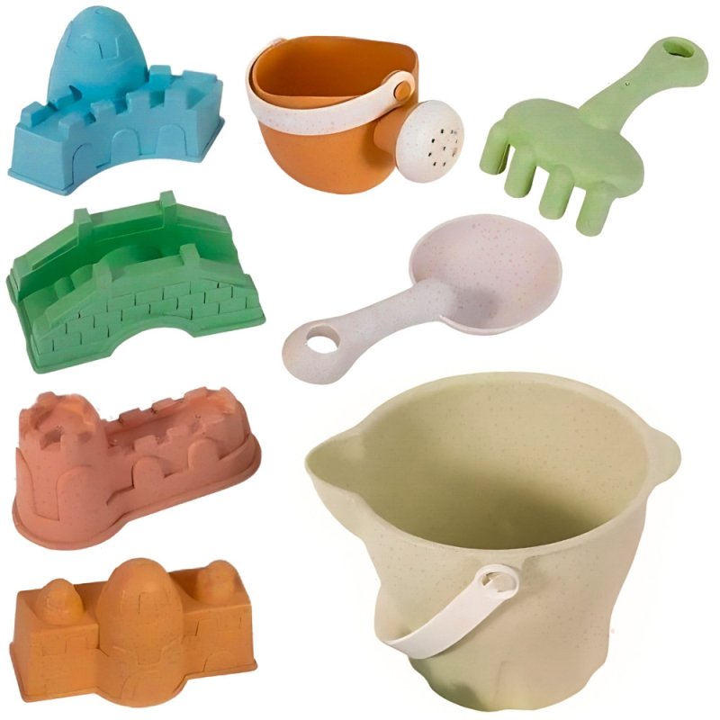 WOOPIE GREEN Zestaw do Piasku  w Wiaderku Zamki 8 el. BIODEGRADOWALNY ORGANICZNY MATERIAŁ - zdjęcie 1