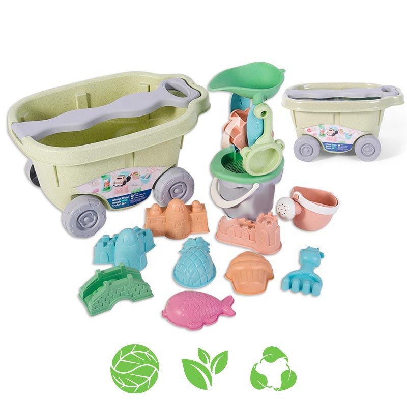 WOOPIE GREEN Zestaw do Piasku z Wózkiem 13 el. BIODEGRADOWALNY ORGANICZNY MATERIAŁ - zdjęcie 1