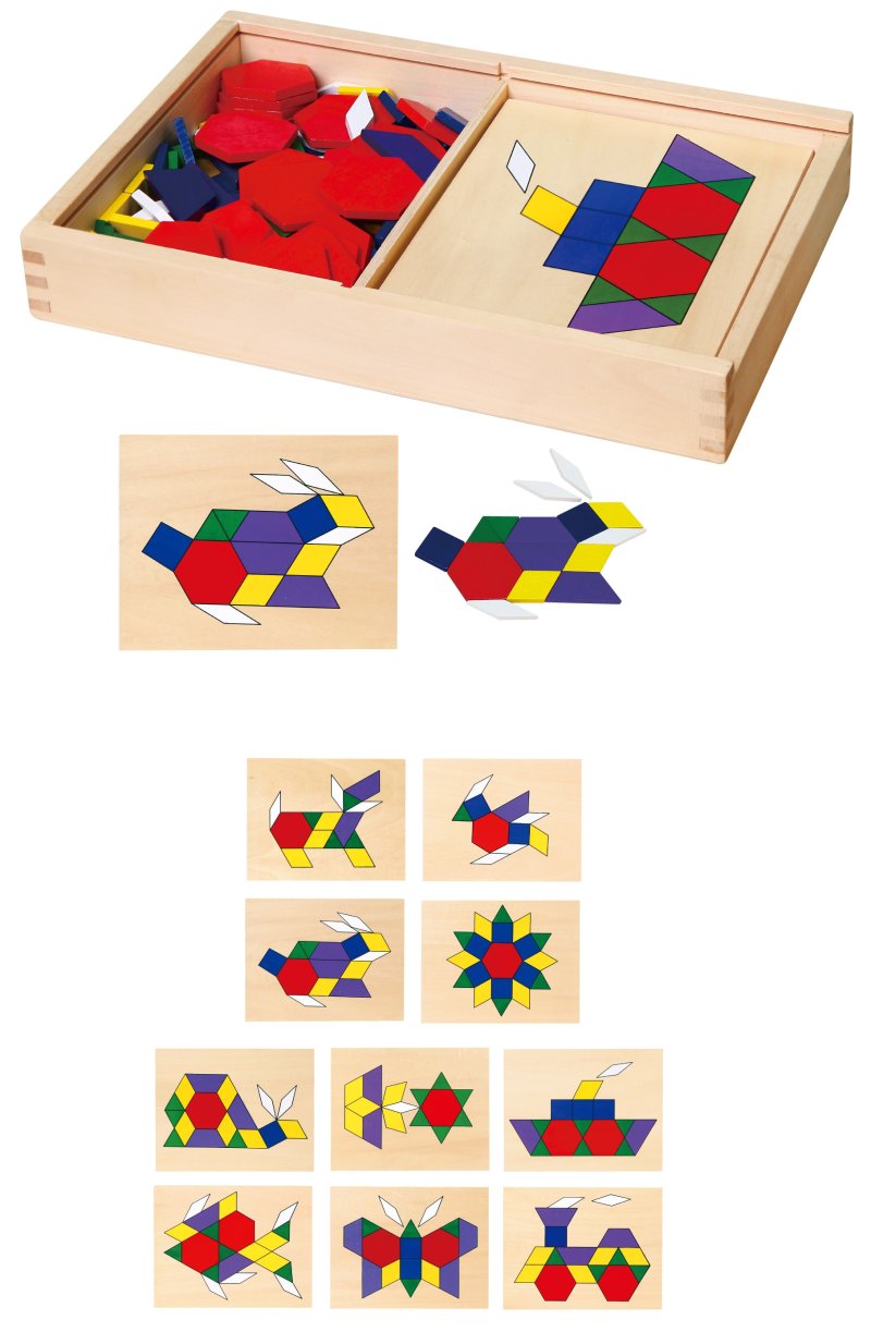 VIGA Drewniana Mozaika Geometryczna Klocki Dienesa Układanka Logiczna Montessori148 el - zdjęcie 1