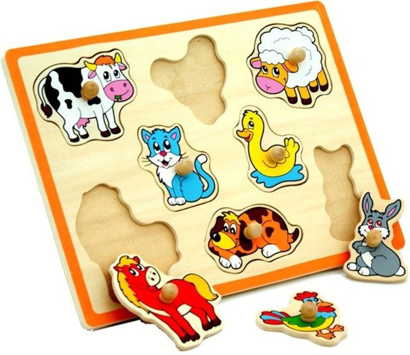 VIGA Drewniane Puzzle Zwierzęta z Farmy Układanka - zdjęcie 3
