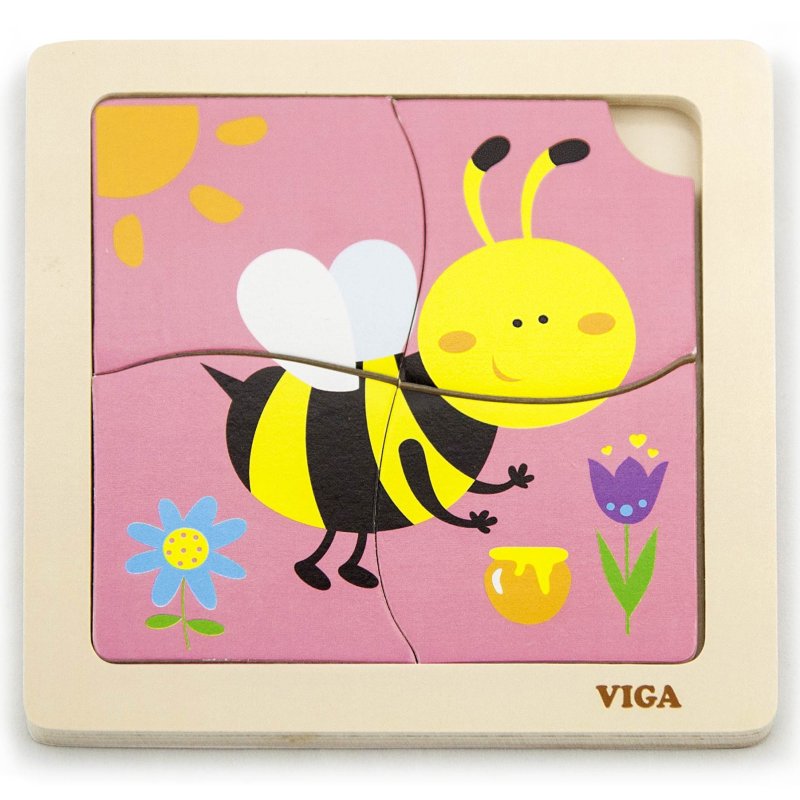 VIGA Poręczne Drewniane Puzzle Pszczoła - zdjęcie 1