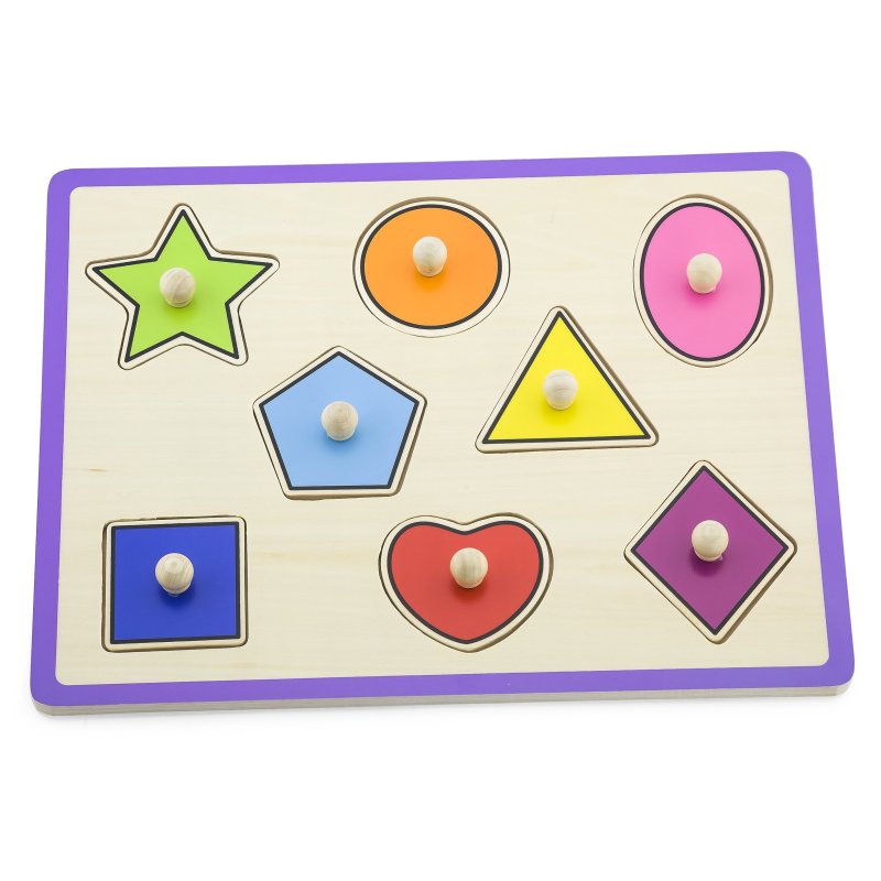 VIGA Drewniane Kolorowe Puzzle Z Pinezkami Kształty - zdjęcie 1
