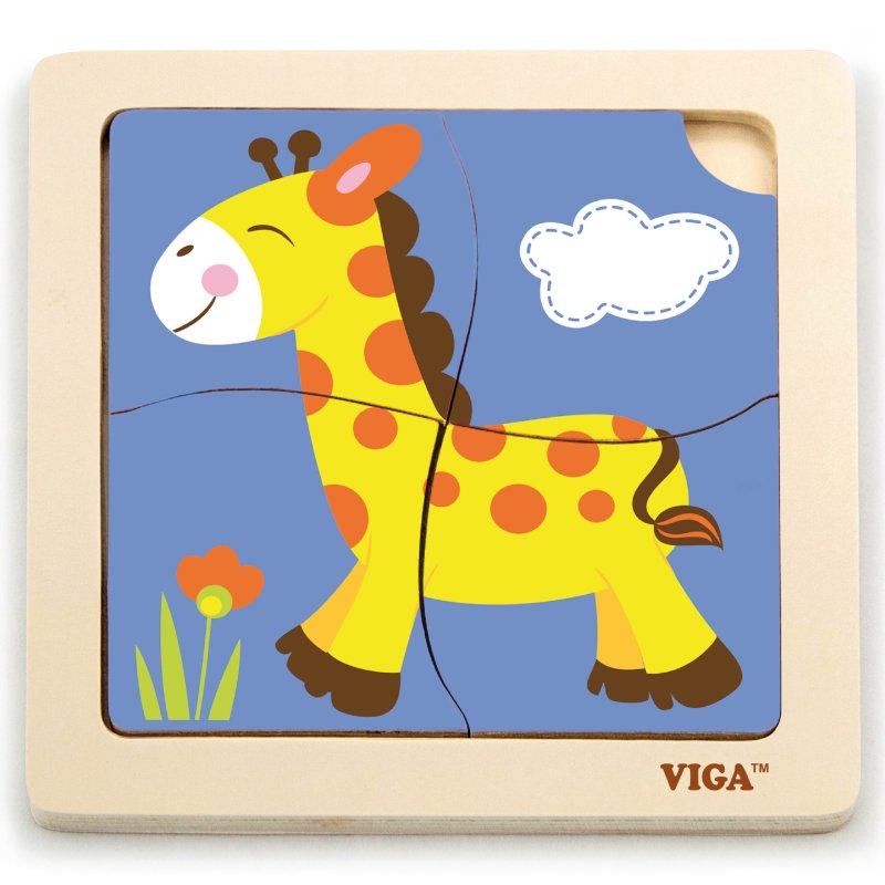 VIGA Poręczne Drewniane Puzzle Żyrafa - zdjęcie 1