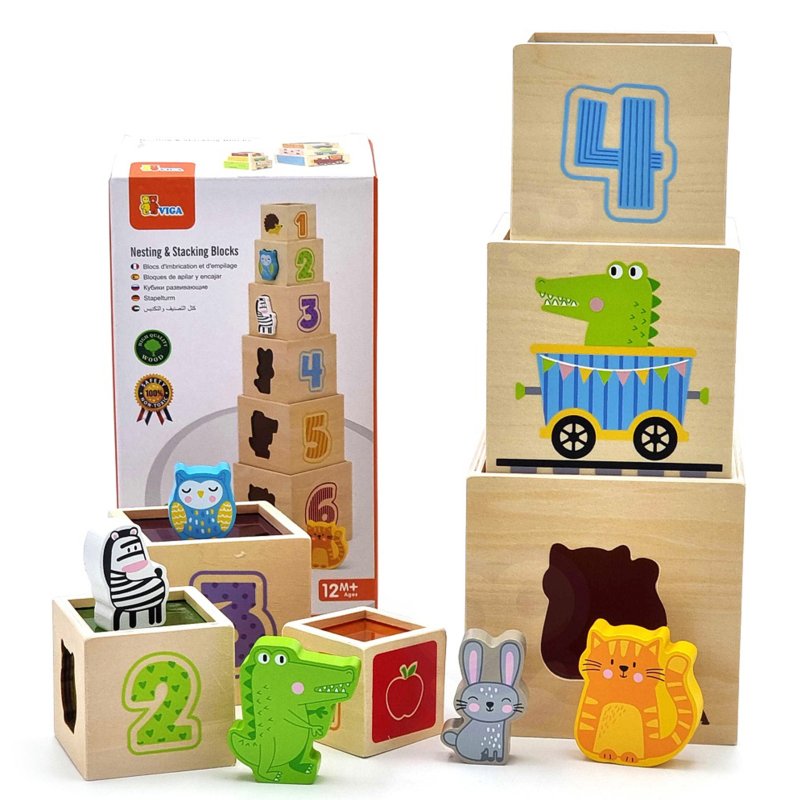 VIGA Drewniana Piramidka Układanka Klocki Sorter Montessori - zdjęcie 1