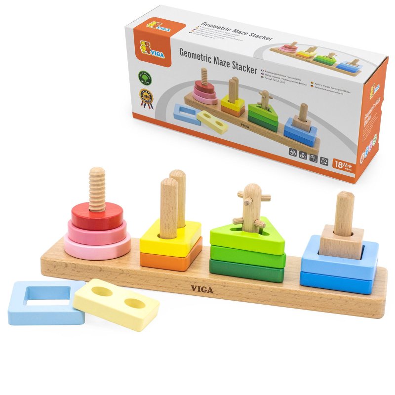 VIGA Drewniany Geometryczny Sorter Labirynt - zdjęcie 1