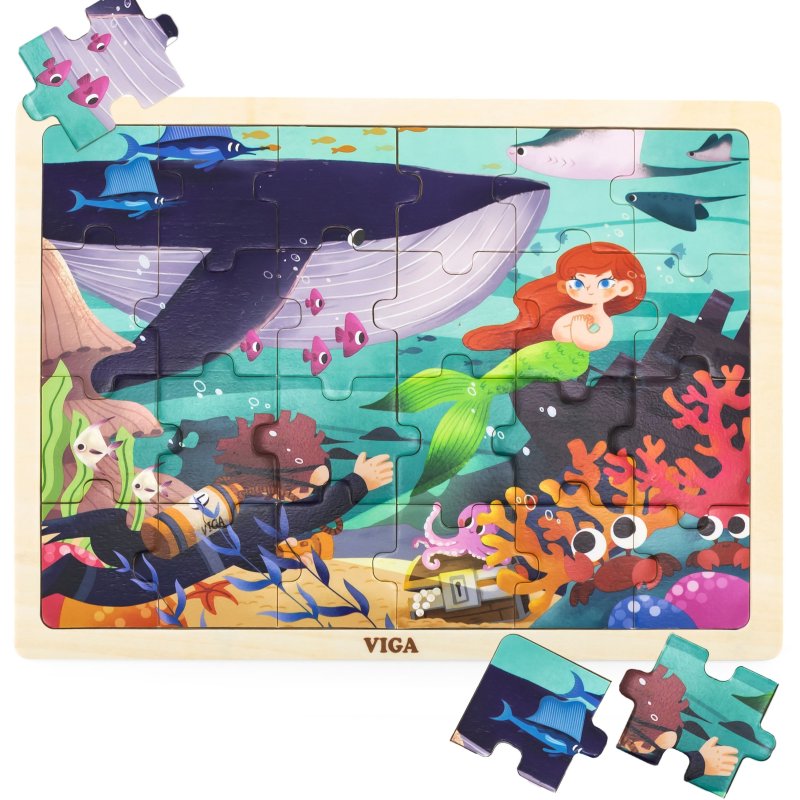 VIGA Drewniane Puzzle Układanka 24 el. Sekrety Morza - zdjęcie 1