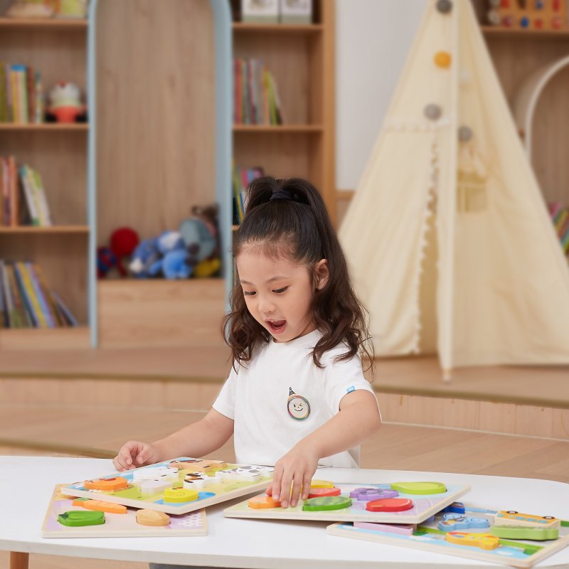VIGA Drewniane Puzzle Układanka Montessori 2w1 Figurki Warzywa - zdjęcie 2