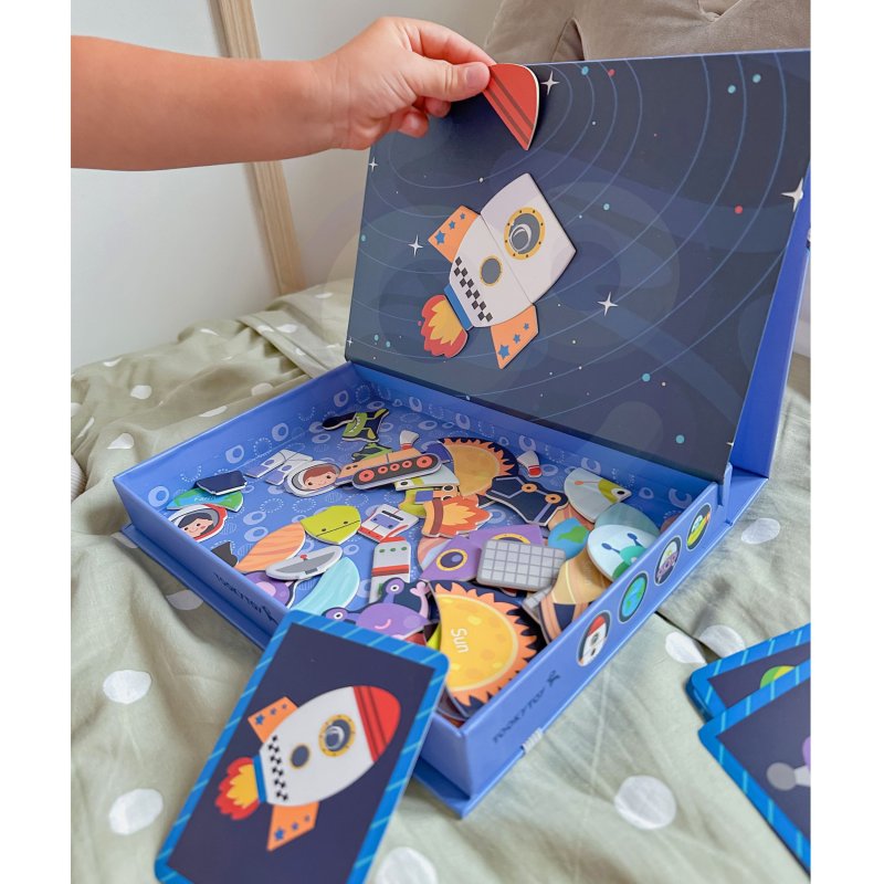 TOOKY TOY Układanka Magnetyczna Puzzle Montessori Pudełko Edukacyjne Kosmos 72 el. - zdjęcie 2