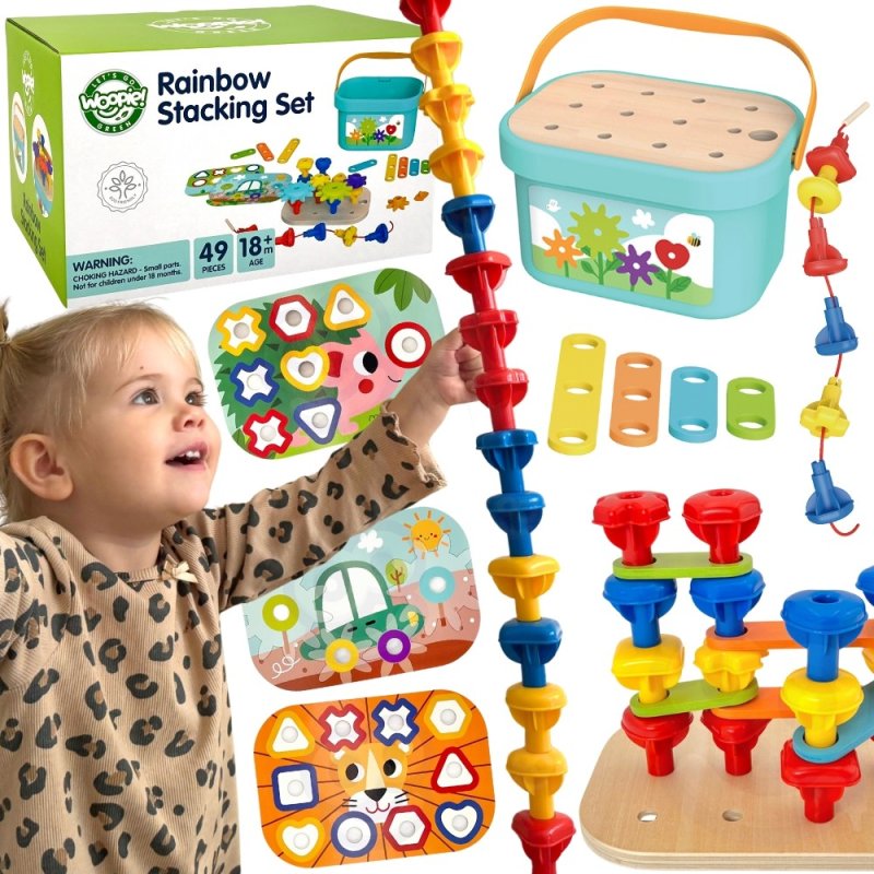 WOOPIE GREEN Konstrukcyjny BOX Motoryczny Montessori 12w1 FSC - zdjęcie 1