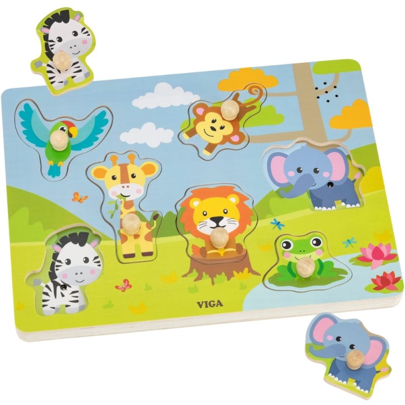 VIGA Puzzle Dźwiękowe Dopasuj Zwierzęta Egzotyczne - zdjęcie 1
