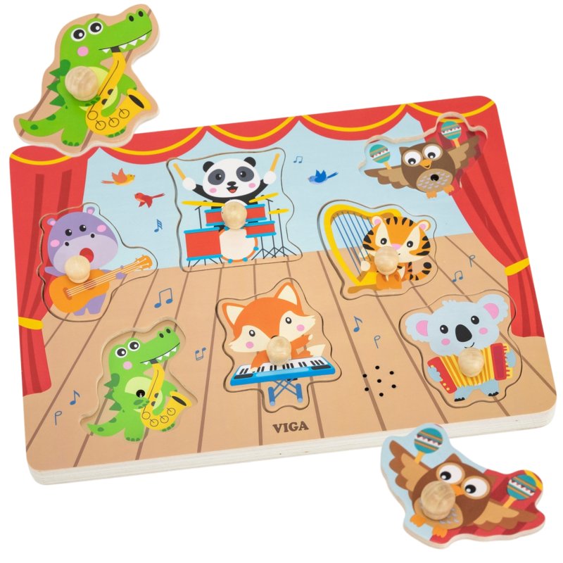 VIGA Puzzle Dźwiękowe Dopasuj Muzykujące Zwierzęta - zdjęcie 1